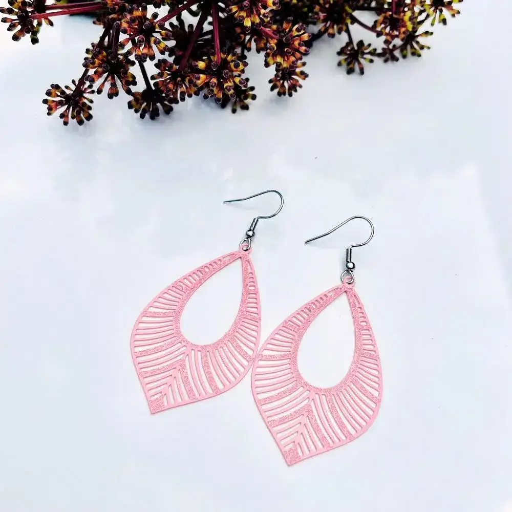 Pink Tear Drop Earrings