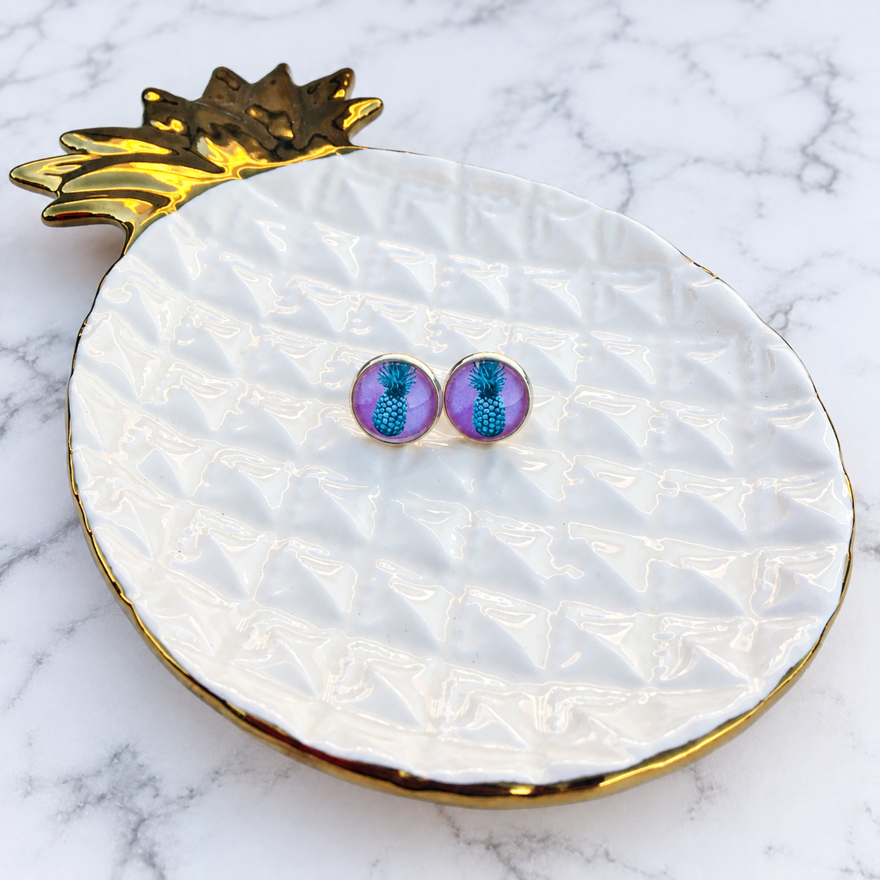Pink Pineapple Stud Earrings