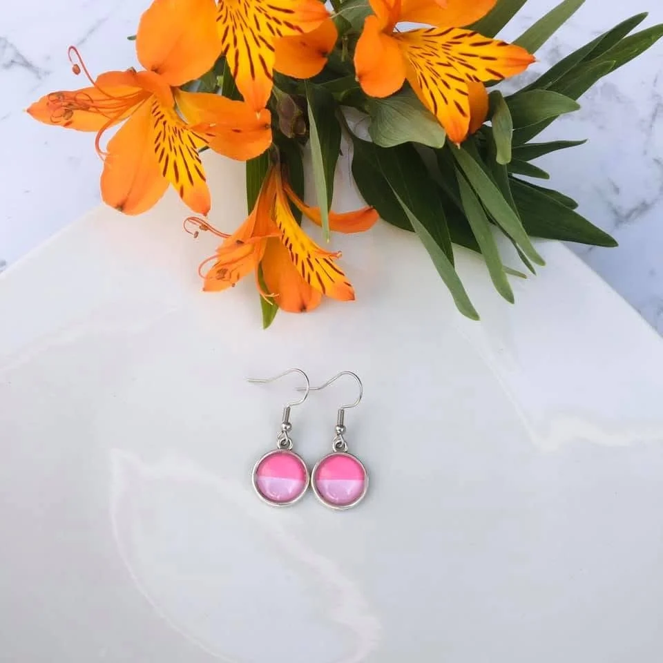 Two-tone Pink Earrings nz handmade.jpeg