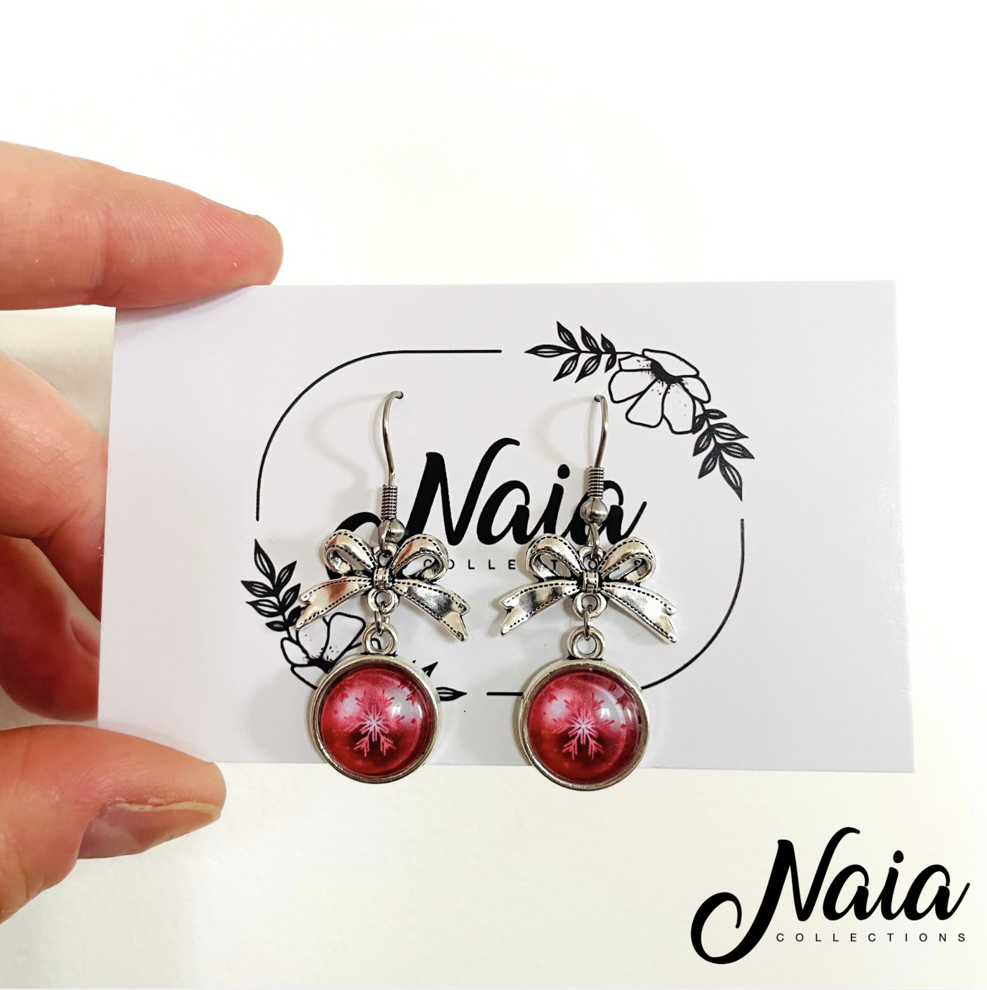 Red Bow Pendant Earrings