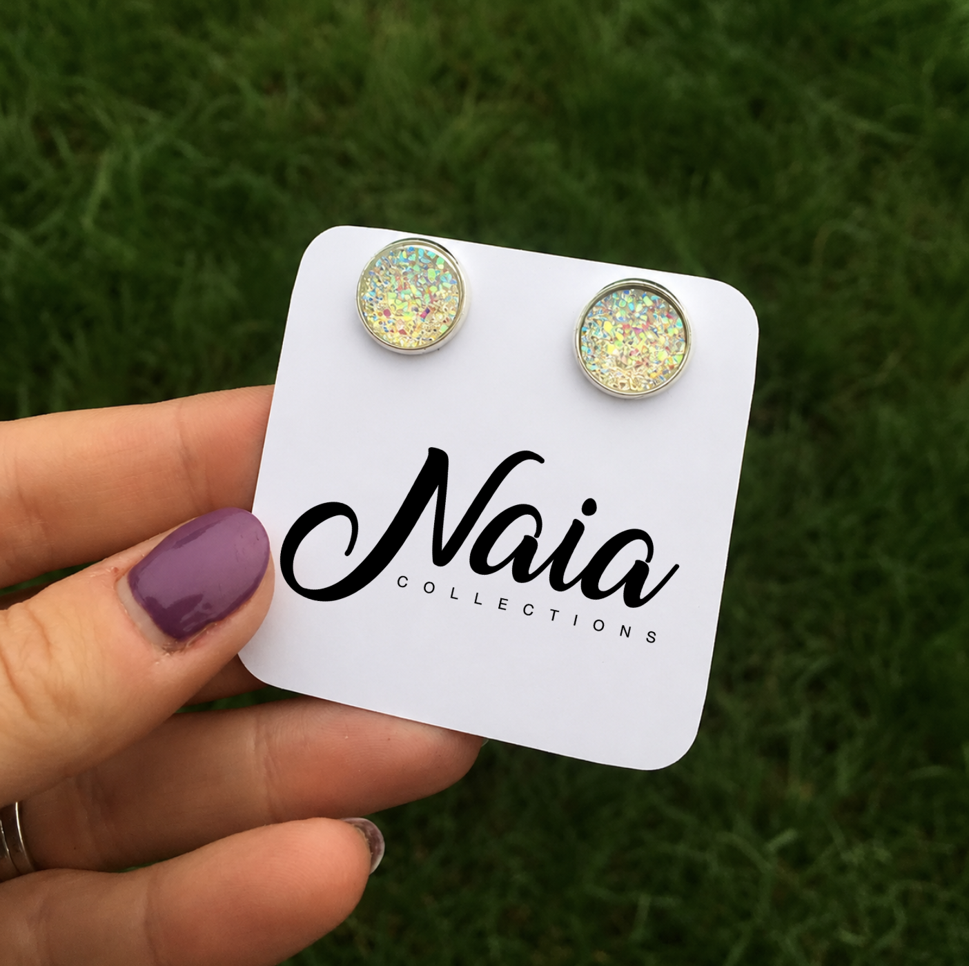 Iridescent Druzy stud earrings stainless steel nz handmade.png