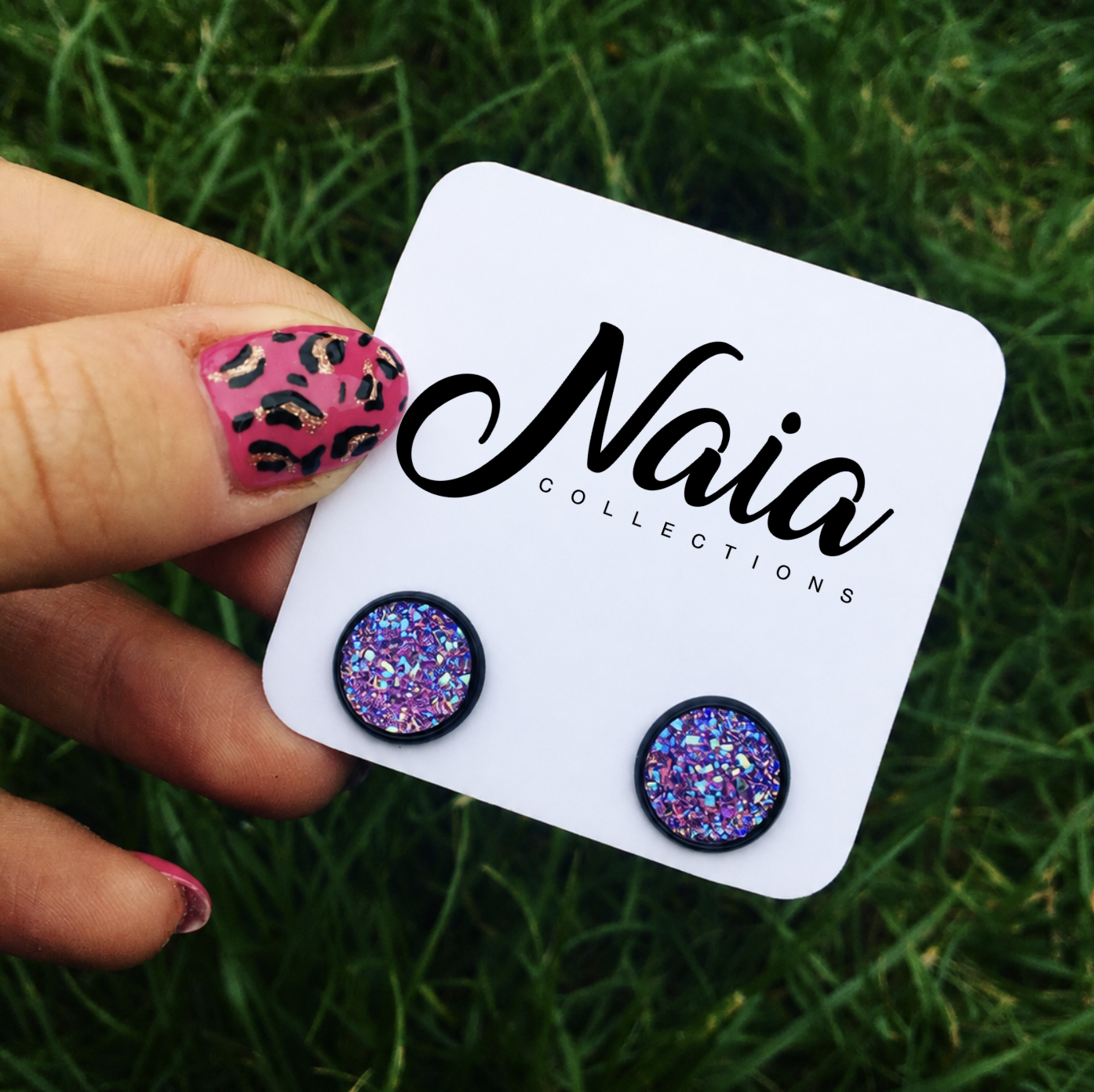 Purple Druzy Studs