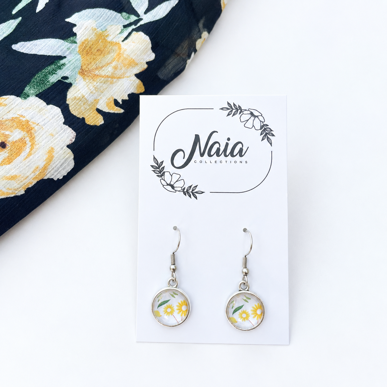 Handmade small yellow daisy dangle earrings nz handmade 2.png