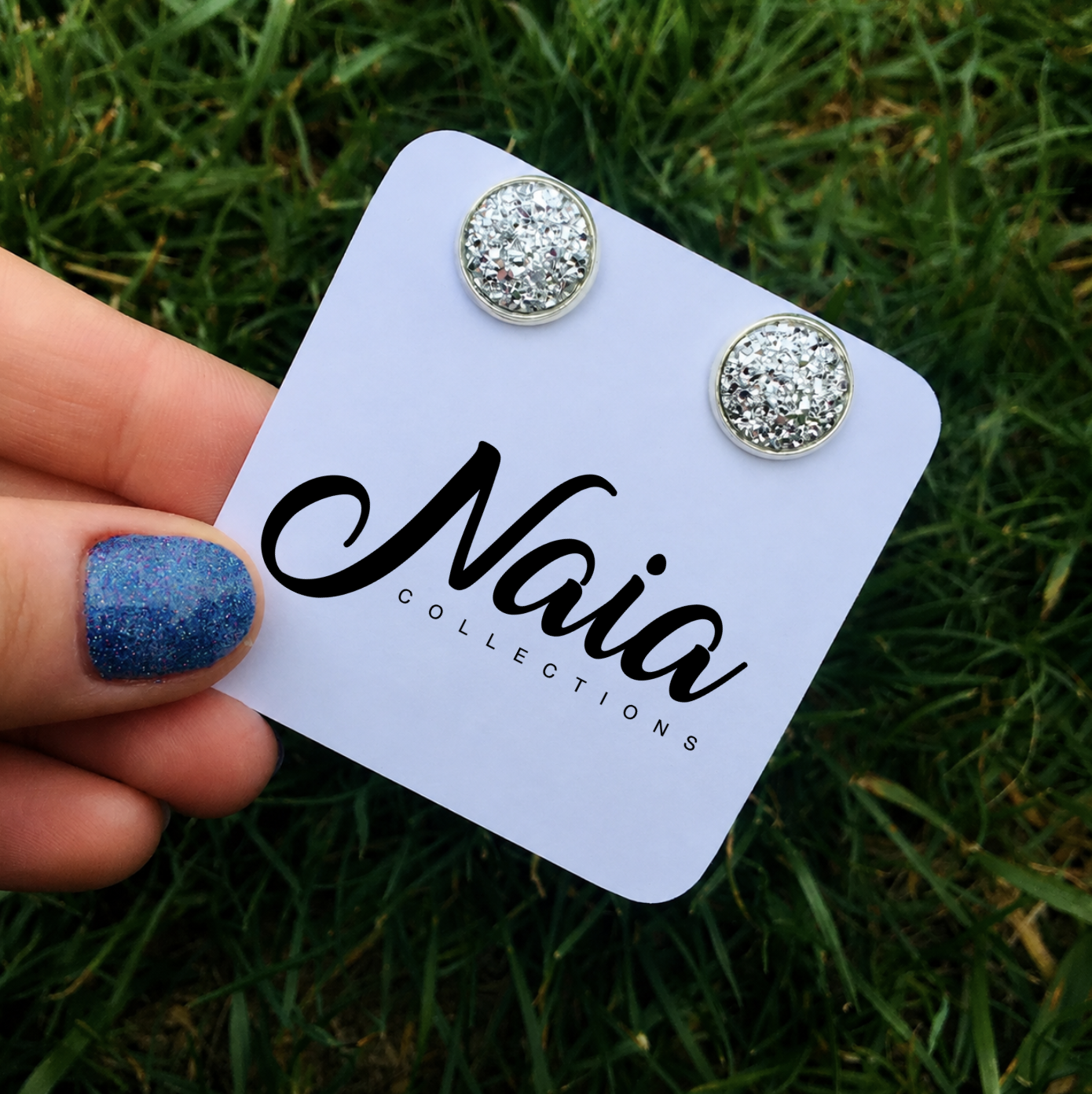 Silver Druzy Studs