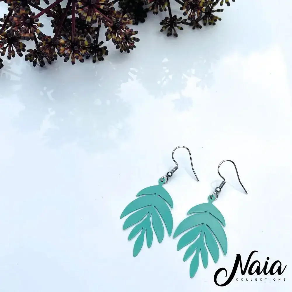 Green Leaf Dangle Earrings