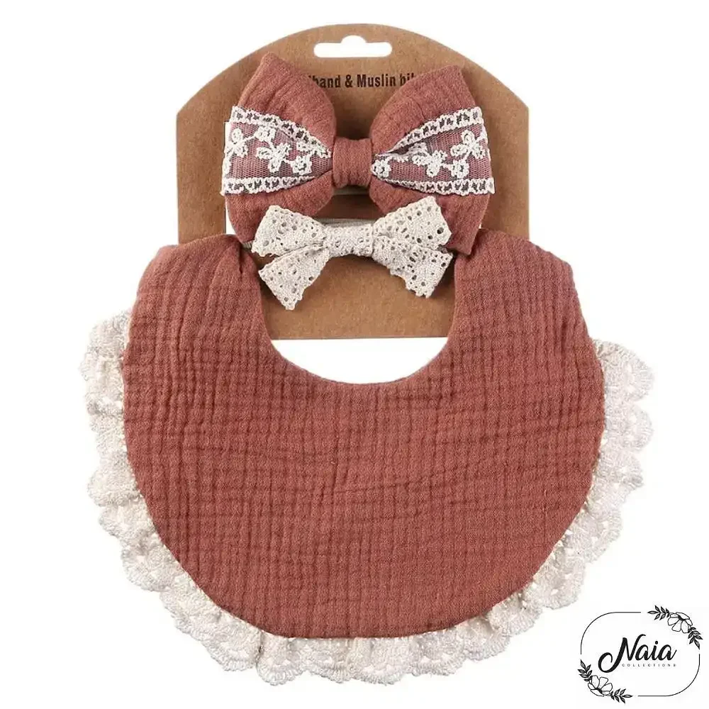 Rusty Red Baby Headband and Bib set