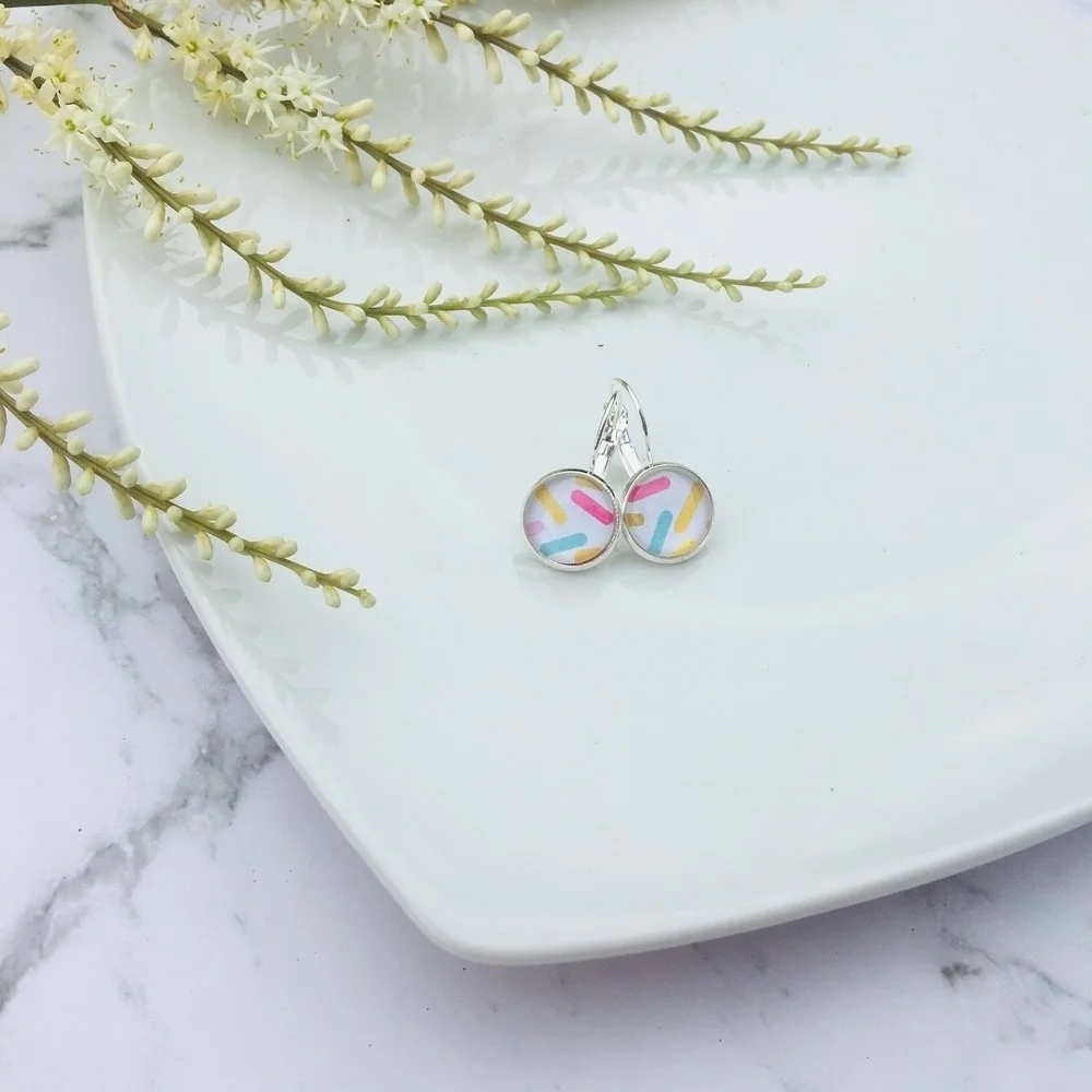 Rainbow Confetti Dangle Earrings