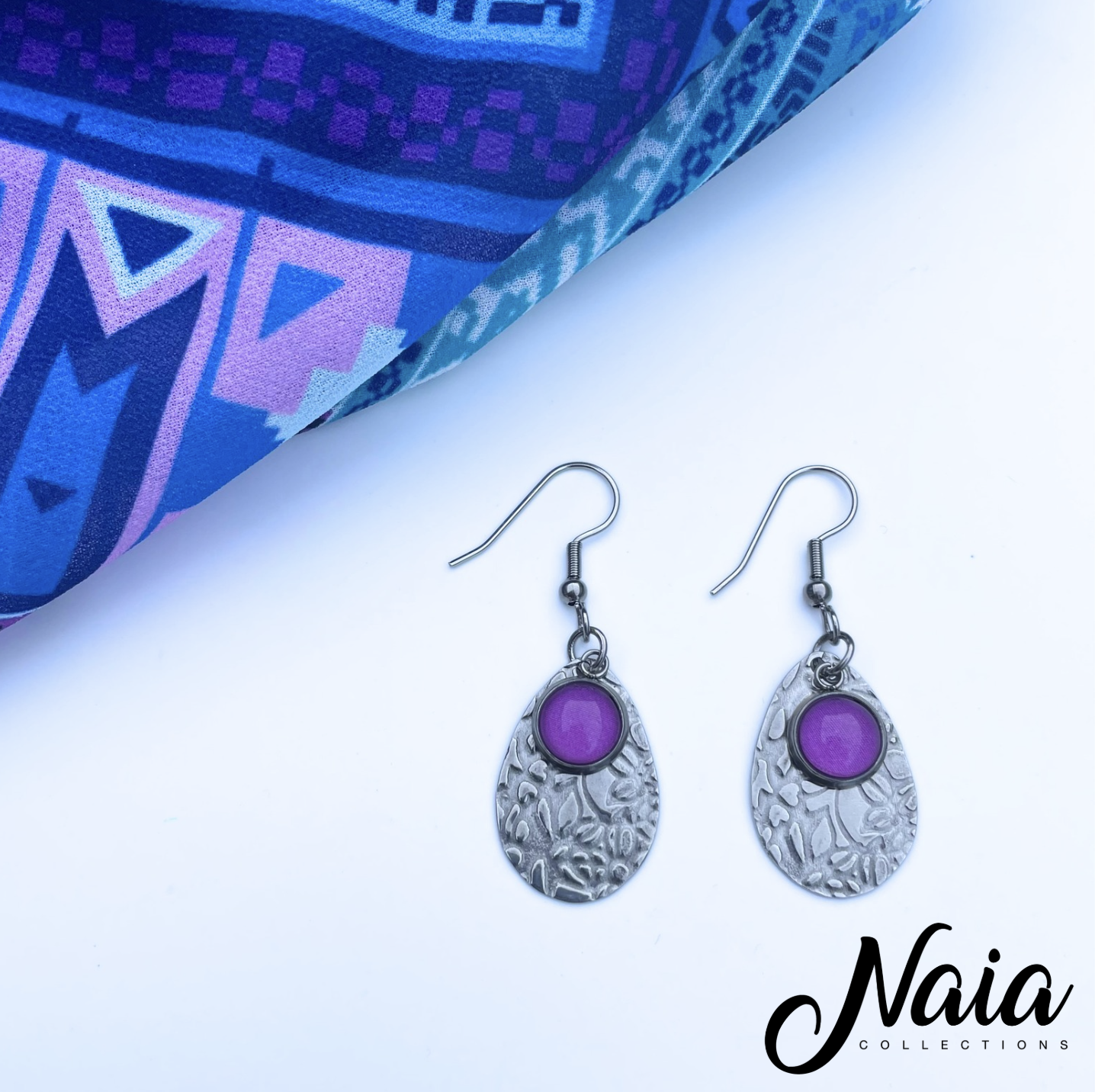 Custom Magenta Tear Drop Earrings
