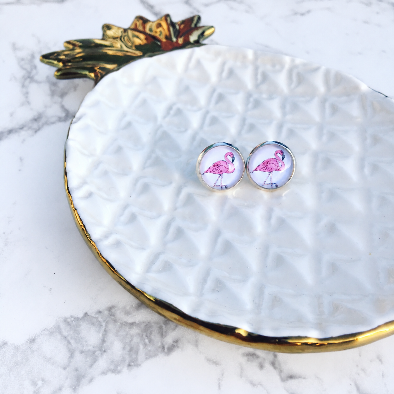 Pink Flamingo Stud Earrings