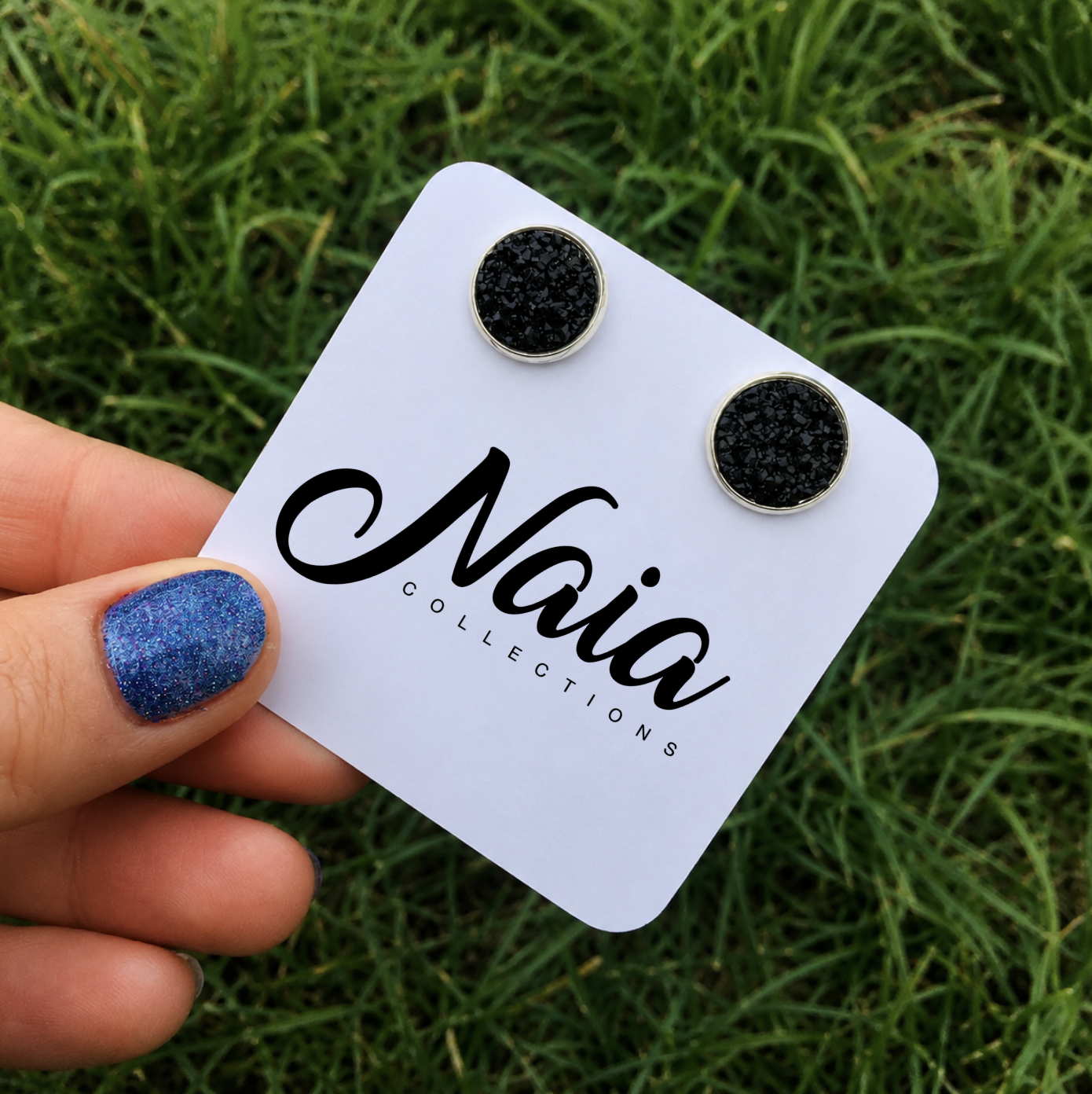 Black Druzy Studs