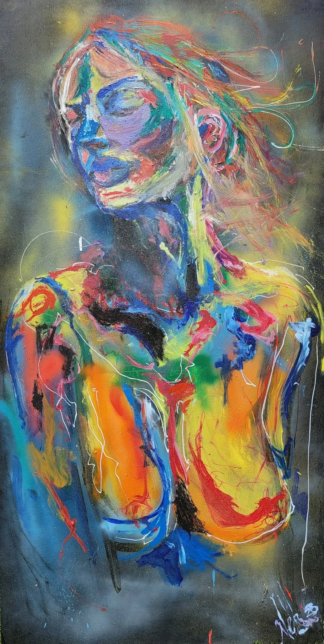 "Chromatic Serenity" - A vibrant abstract work balancing bold color with fluid motion and expressive acrylic layers.