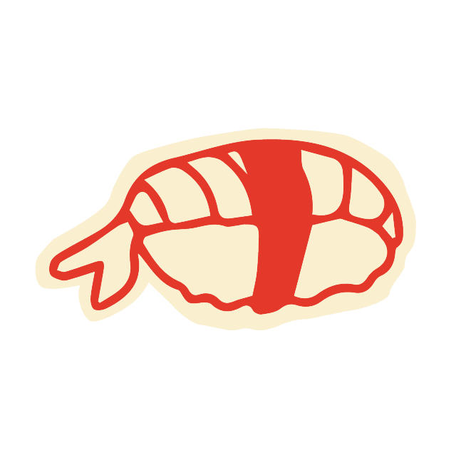 Illustration of fresh shrimp for Croq by Yo sushi
