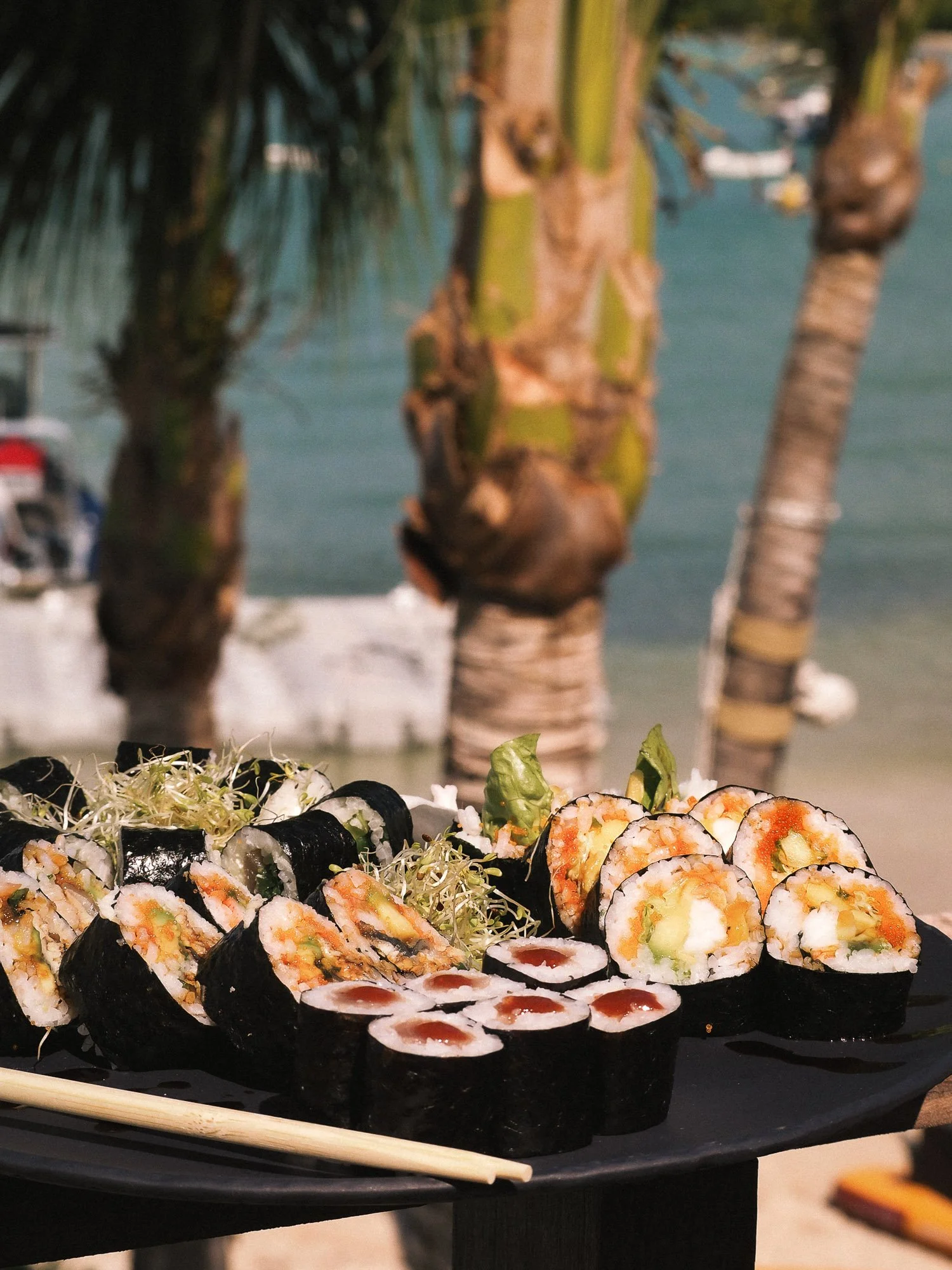 Assorted sushi rolls by Croq by Yo in St. Barths