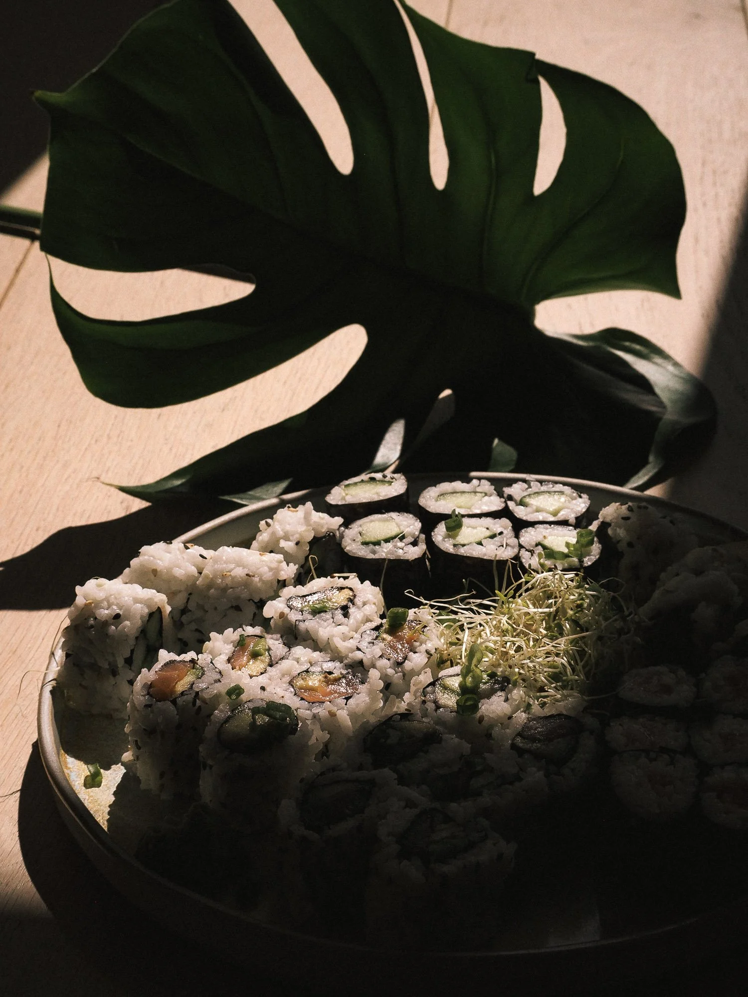 Fresh sushi rolls with avocado and cucumber by Croq by Yo in St. Barths