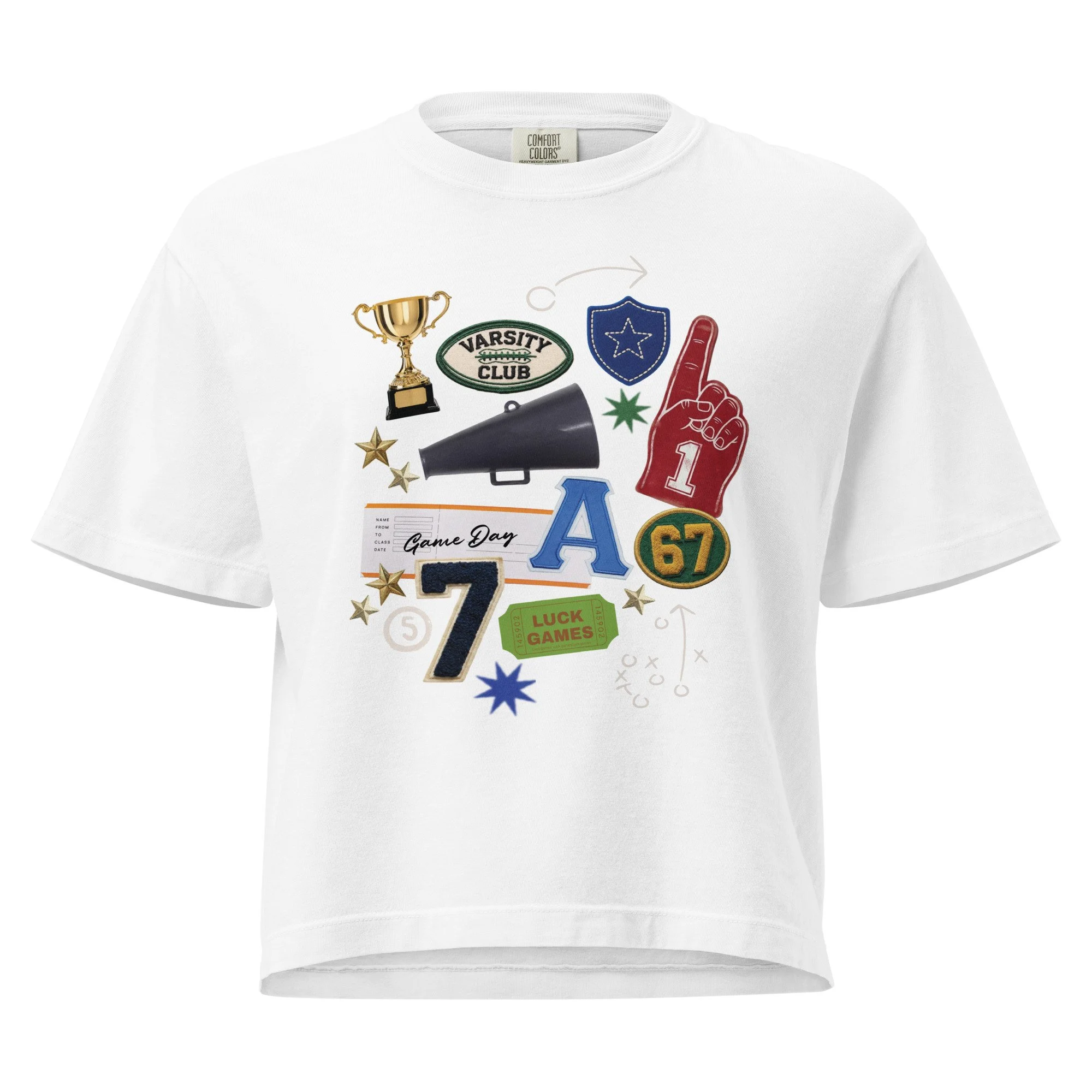 Varsity Club Collage // Comfort Colors Boxy Tee
