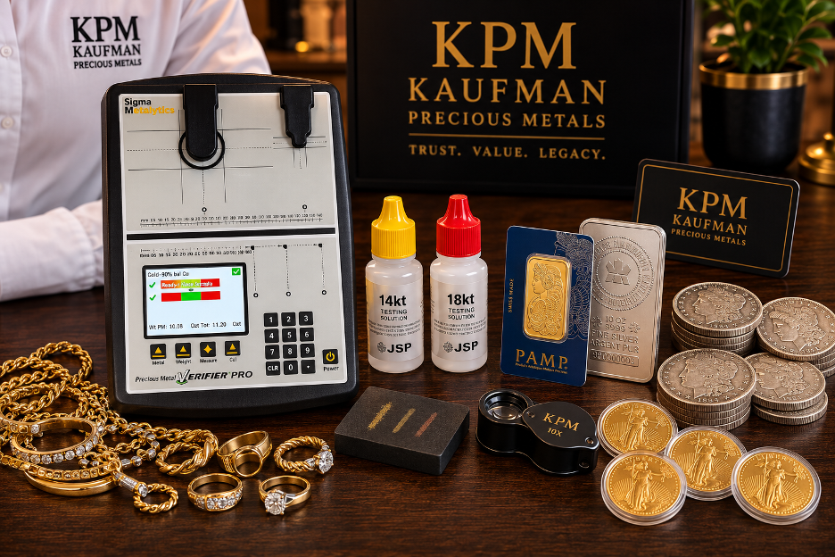 Professional equipment used to test precious metals
