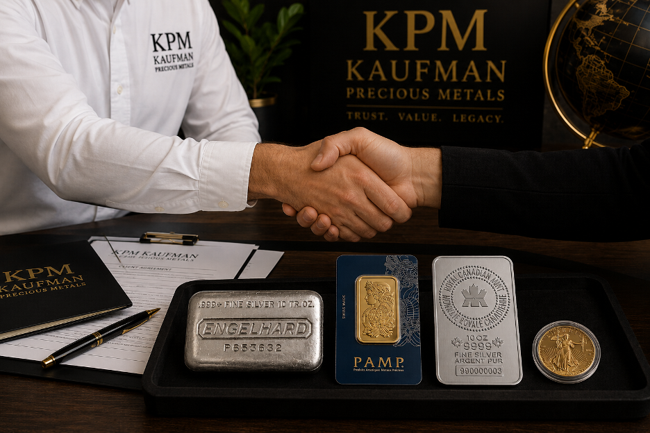 A professional handshake marking completion of a precious-metals transaction