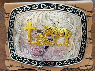 Cowboy At the Cross Buckle (Black Trim)