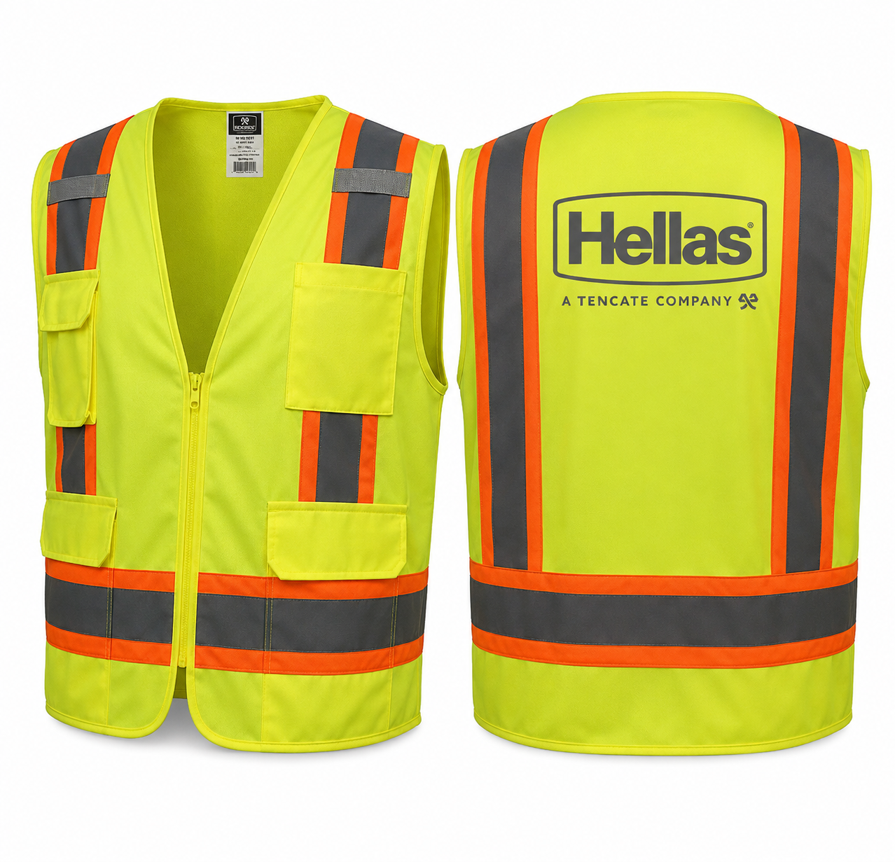 Hellas SV6 Two Tone Surveyor Type R Class 2 Solid/Mesh Safety Vest- Yellow