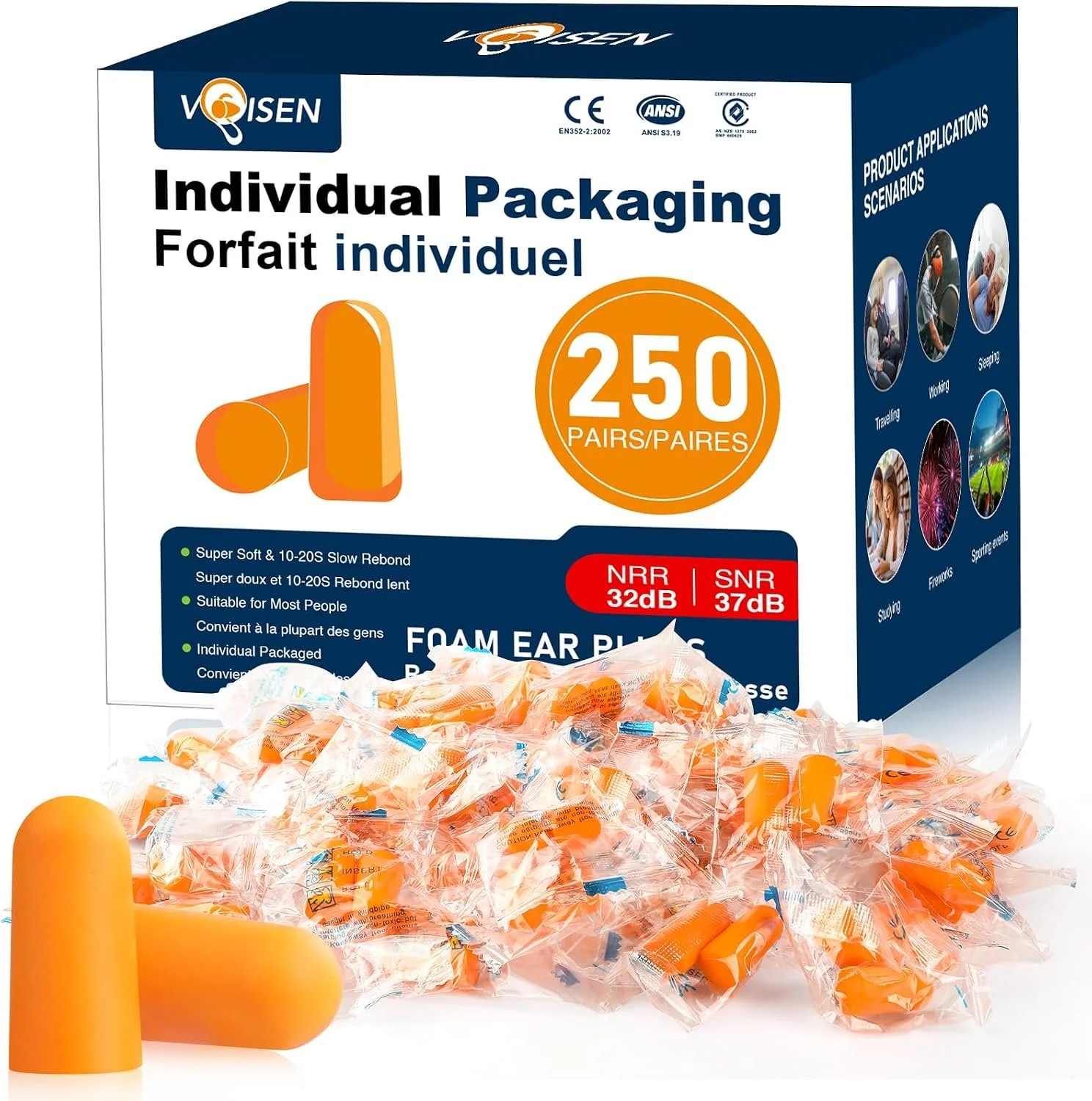 Ear Plugs Individual Package/250 Pairs