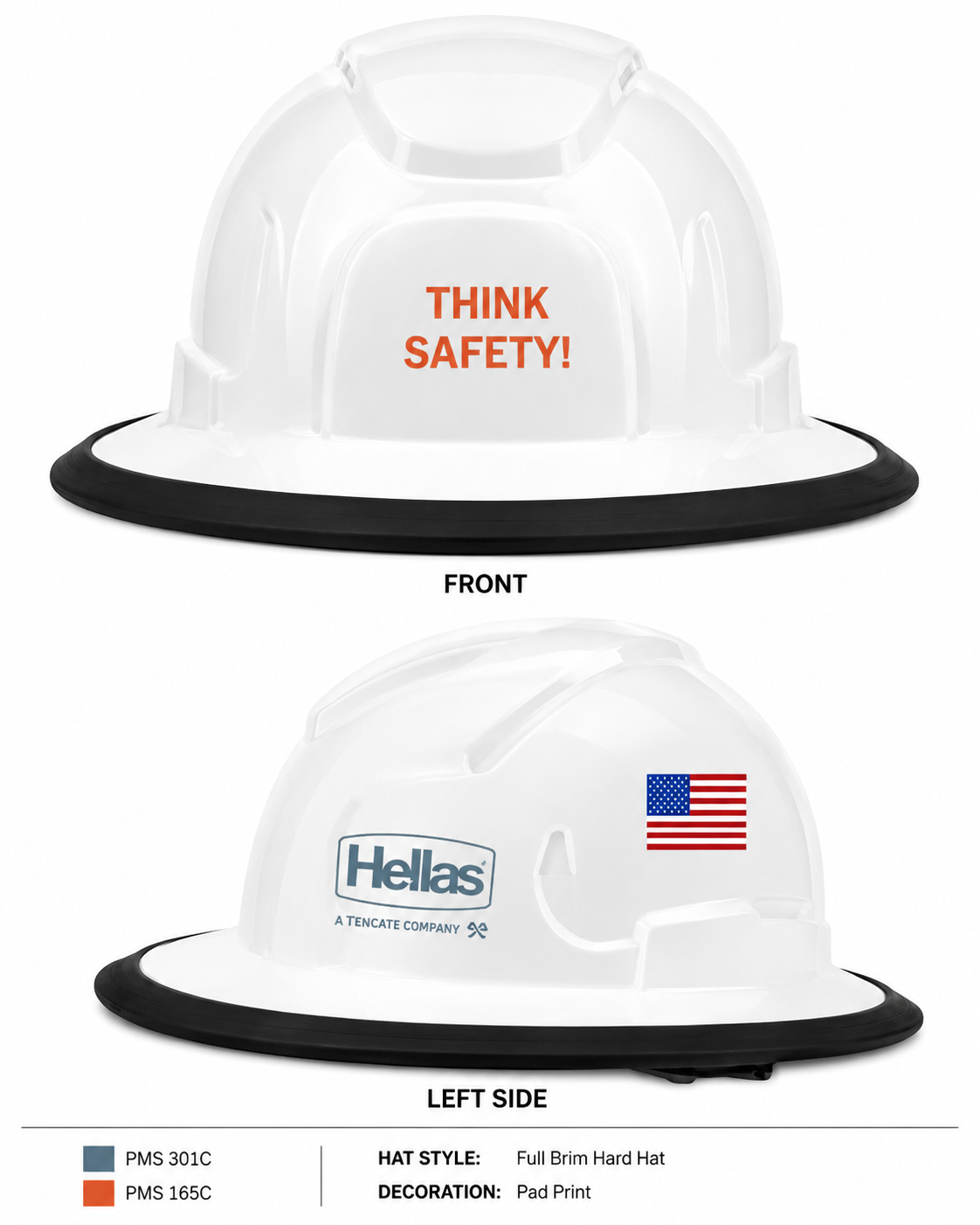 Full Brim Hard Hat 6-Point Ratchet Type I- White