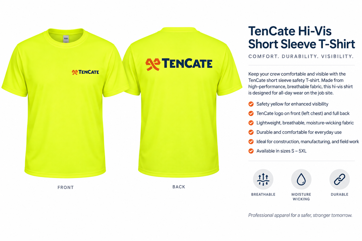 TenCate Yellow Hi-Vis Short  Sleeve Shirt (2 Logos)