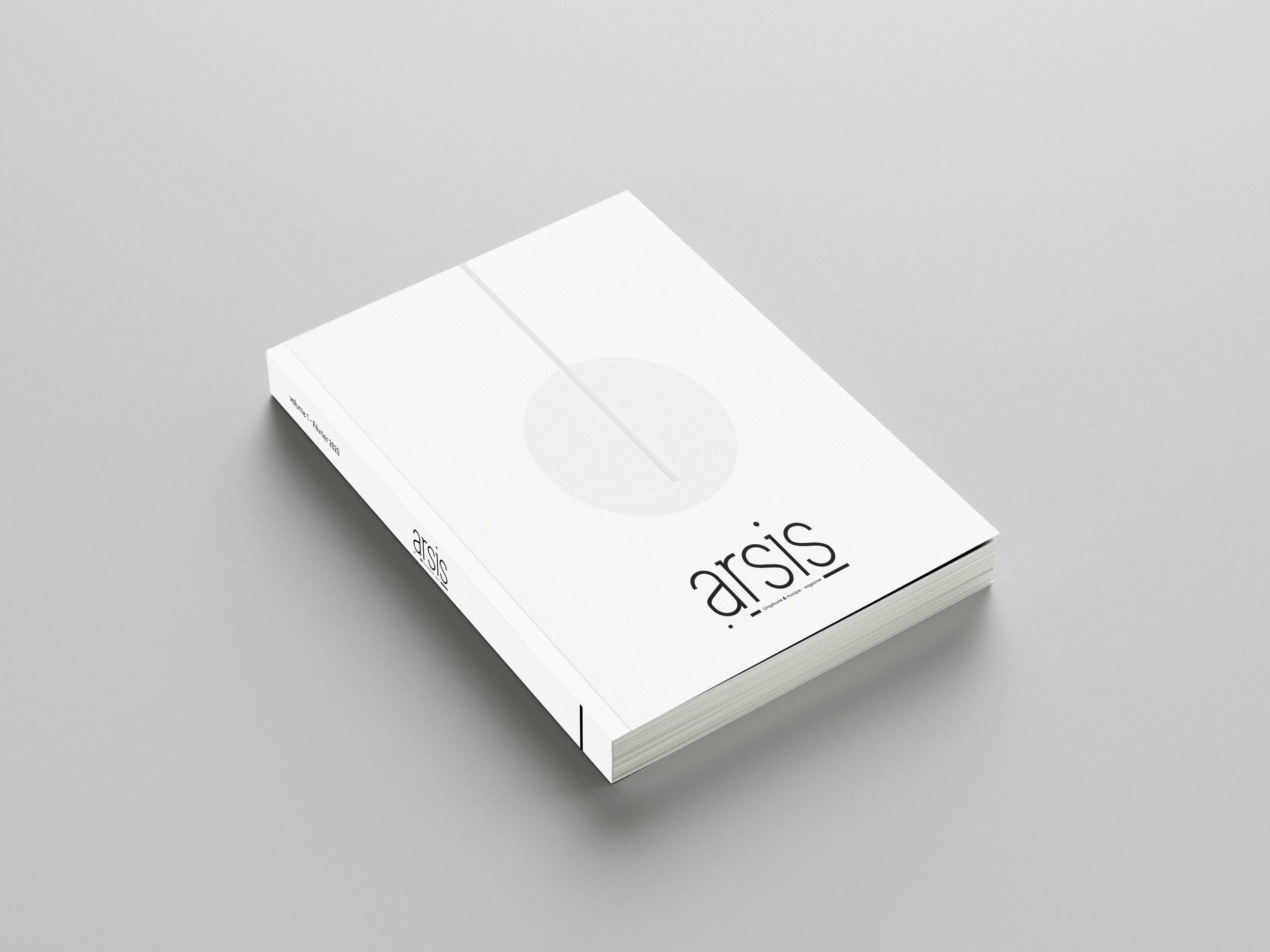 A white rectangular box with the title 'arsis' on the cover, placed on a gray surface.