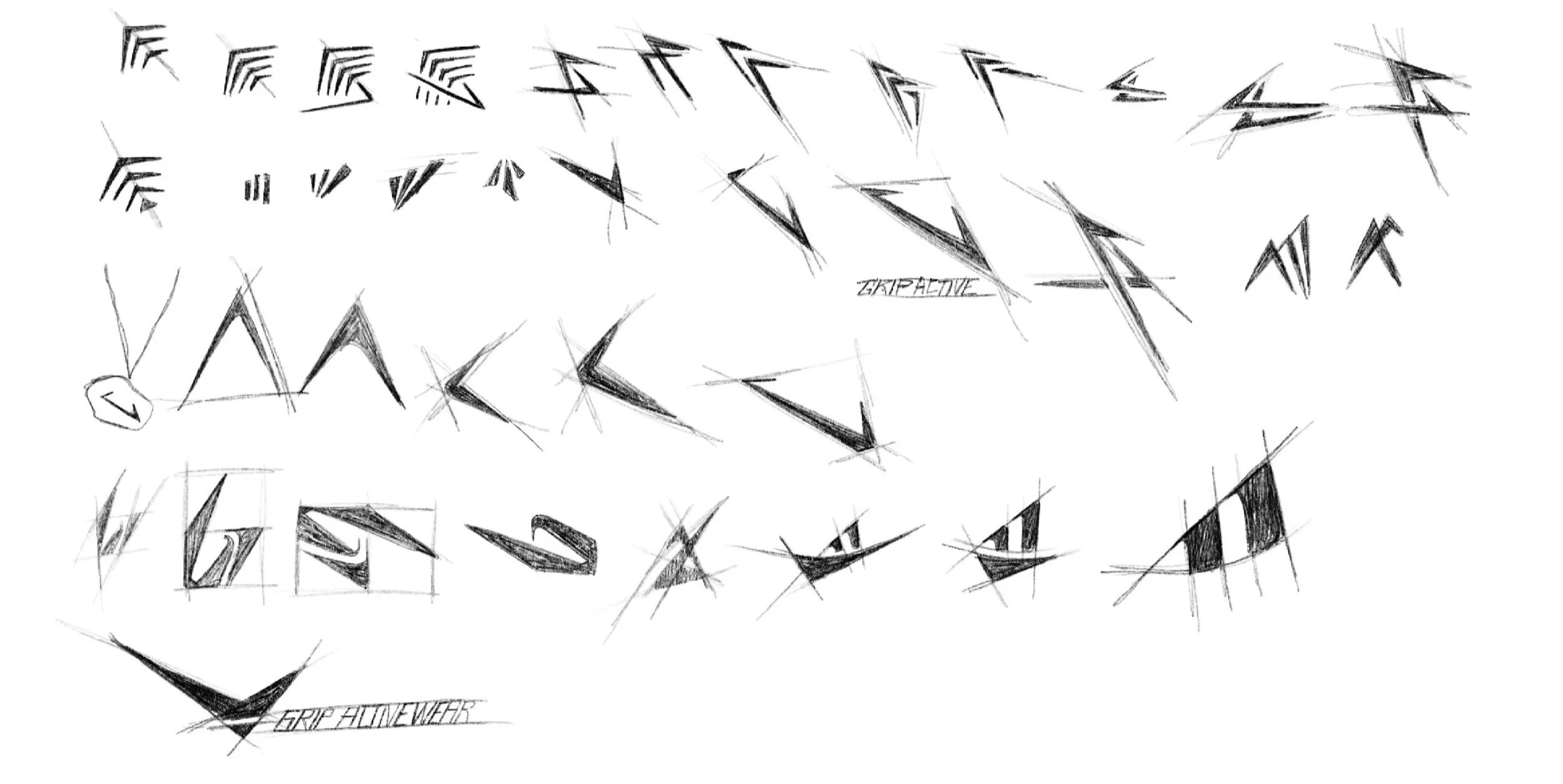 Abstract black and white sketch of stylized letterforms and shapes with the words 'street', 'sport', and 'fashion' subtly integrated.