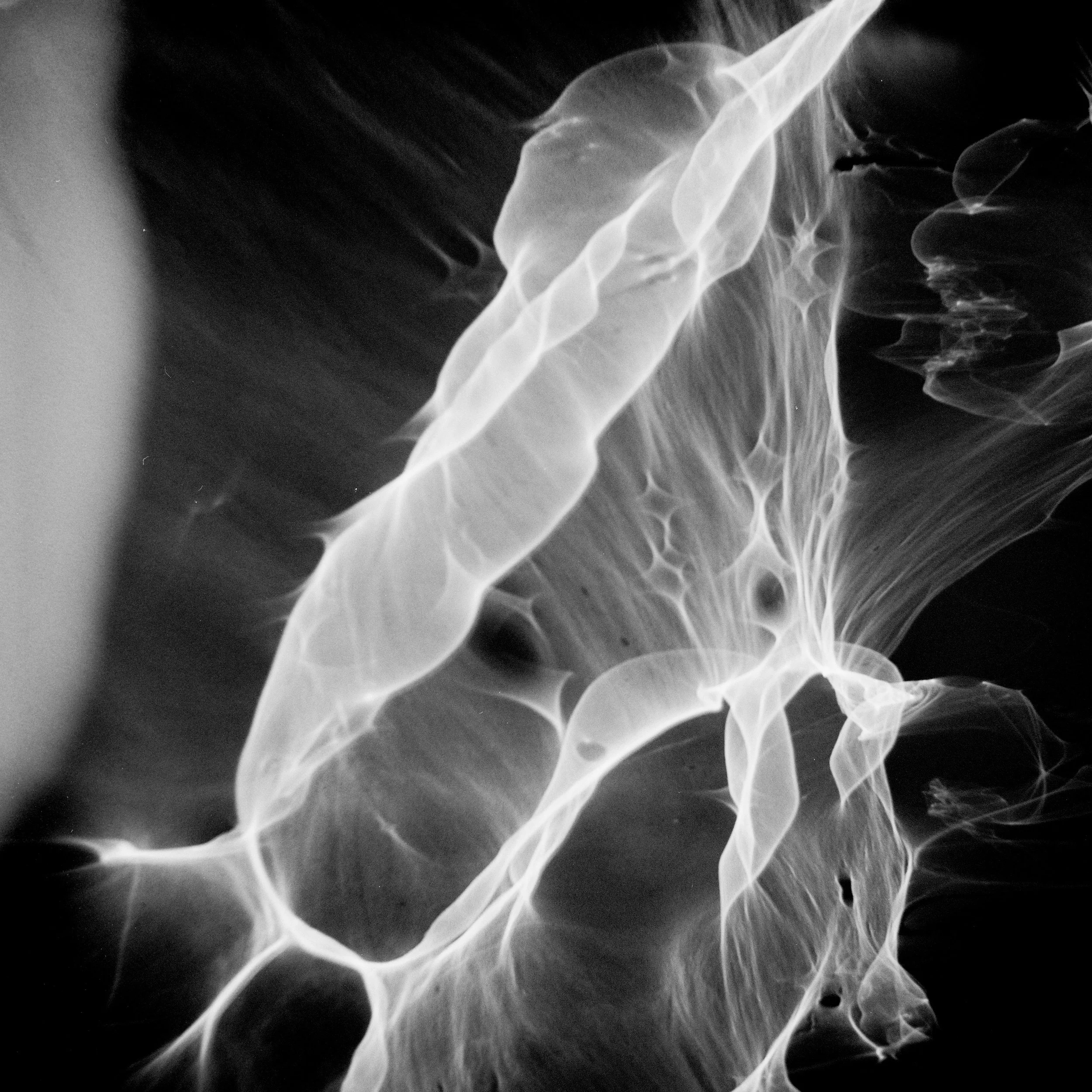 Black and white image of light reflections on a wall