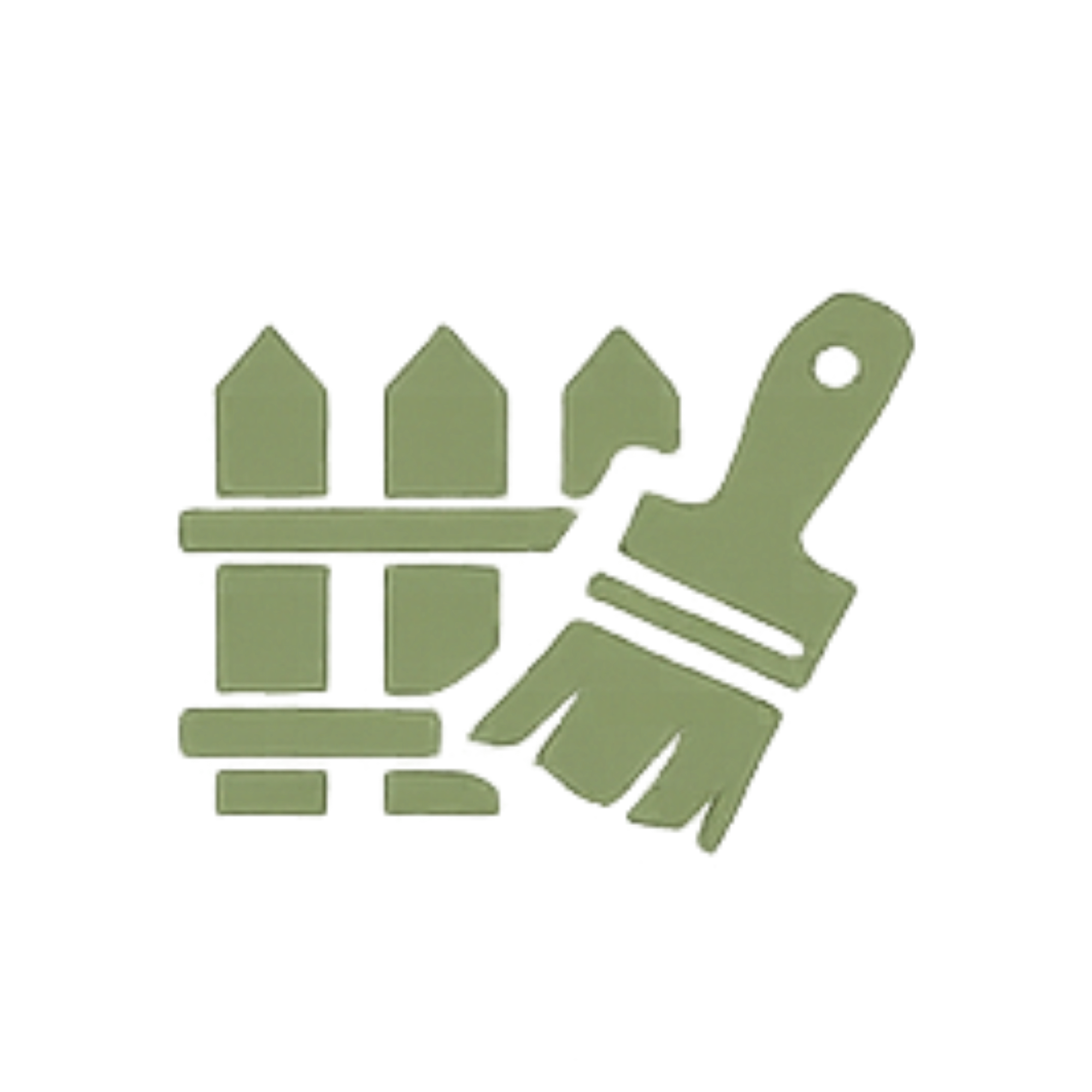 A garden fence with evenly spaced vertical slats, painted in a pale green color.