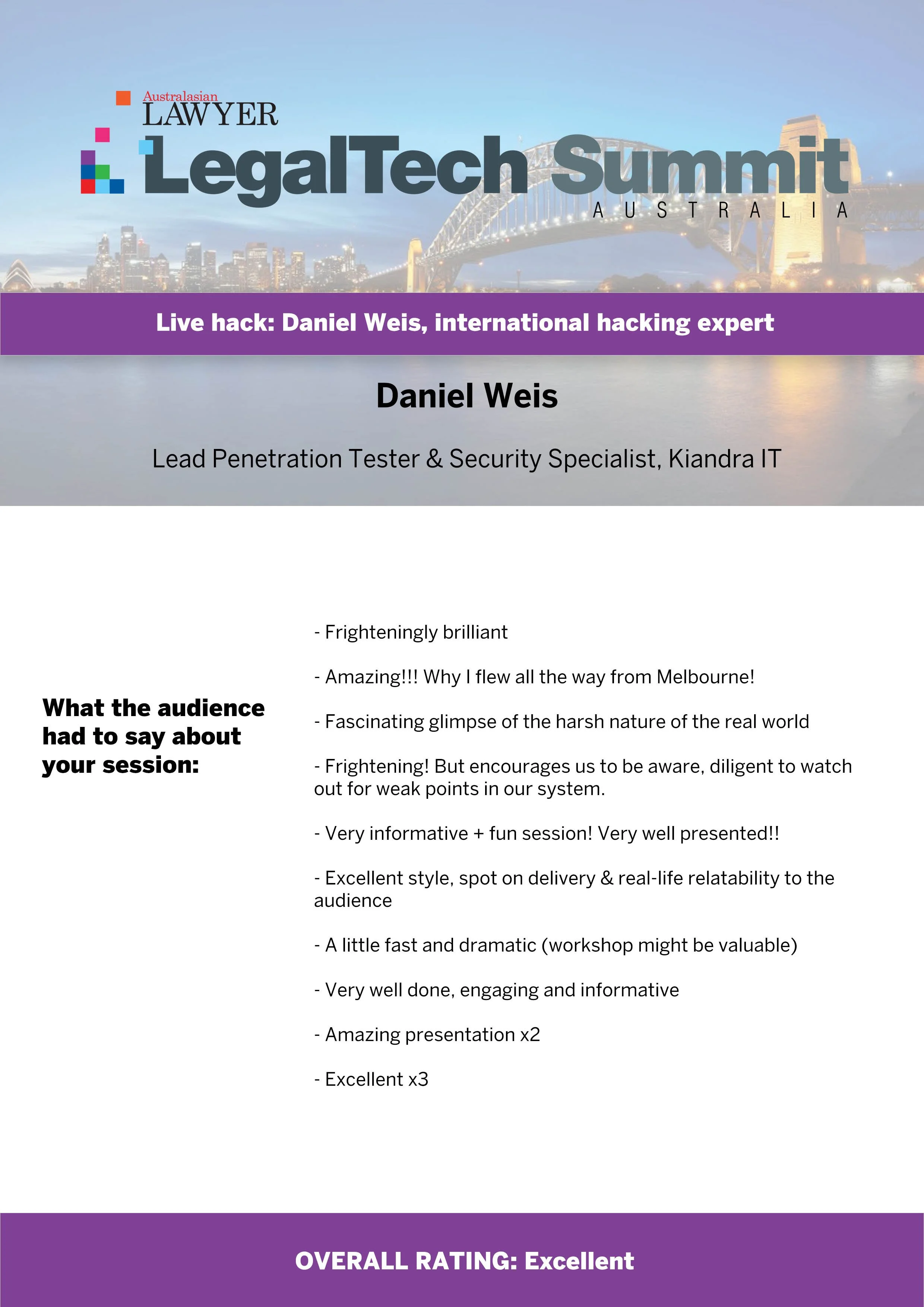 Conference attendee feedback - Dan Weis