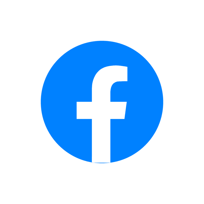 Facebook logo with blue circle and white lowercase 'f'