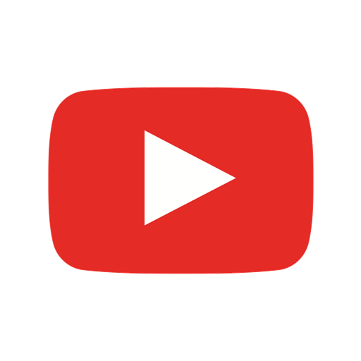 YouTube play button icon with red background and white play triangle.