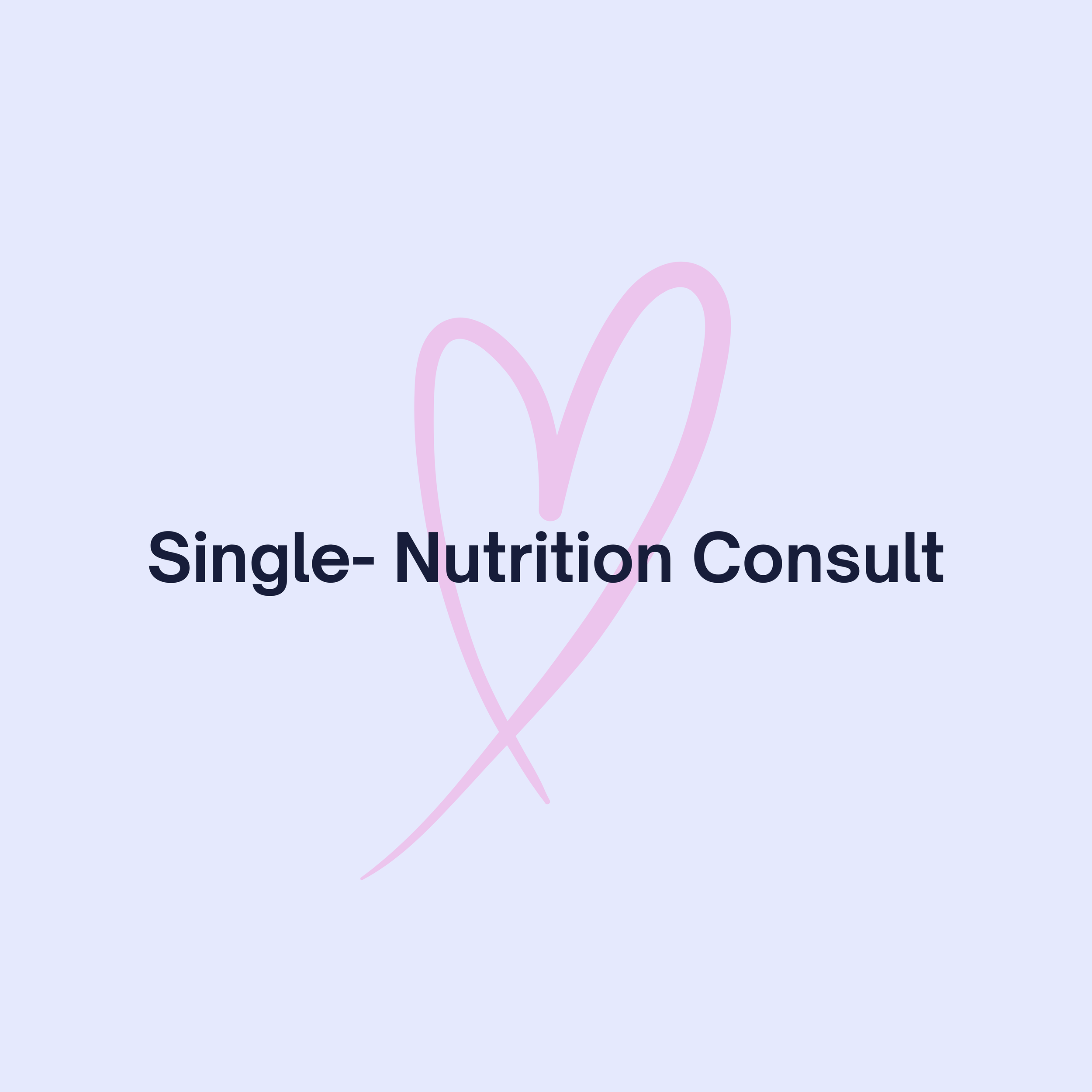 Light blue background with a soft pink outline of a heart shape. Text overlay saying "Single - Nutrition Consult" in large, dark font.