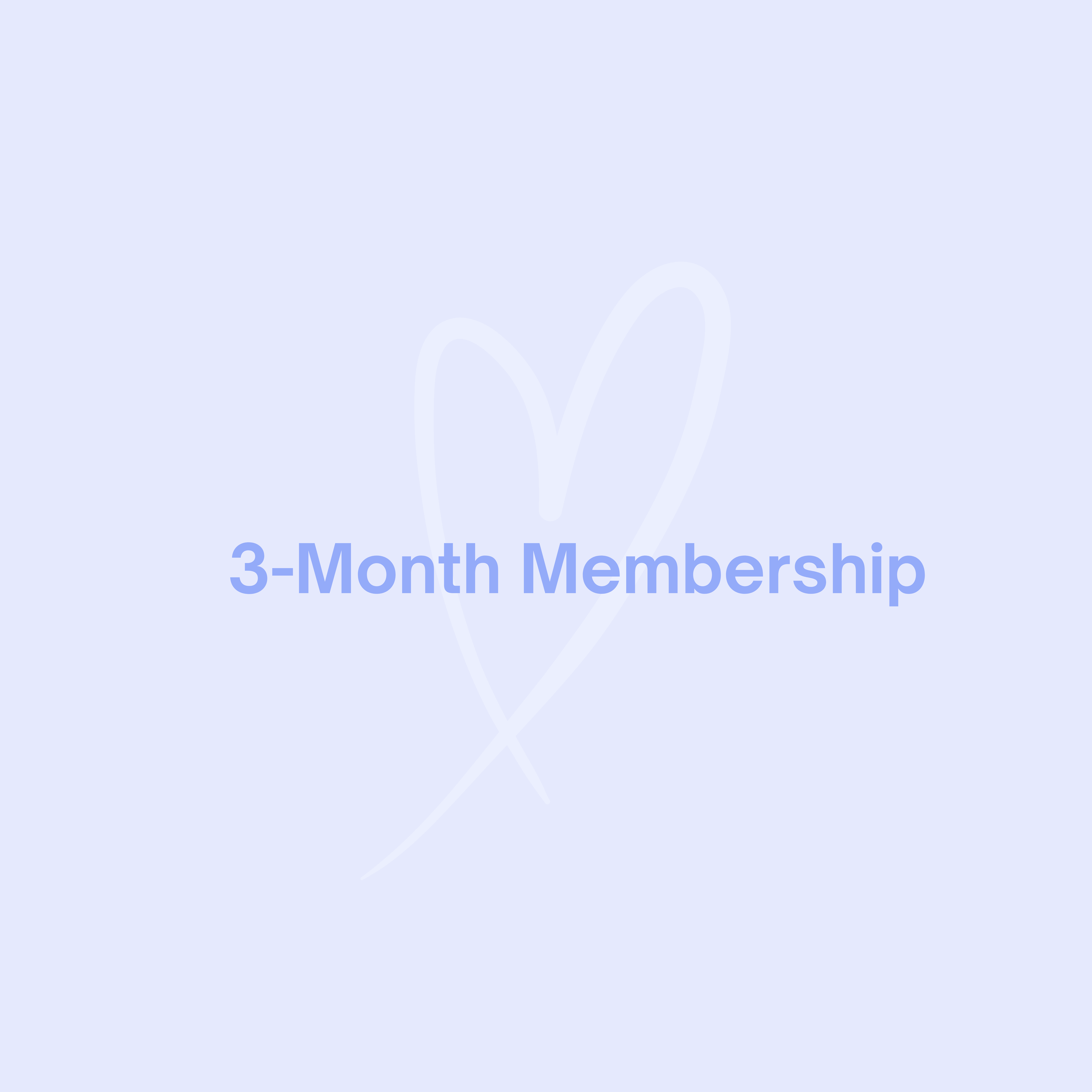 Cover slide with light purple background and a faint heart shape outline, text reading '3-Month Membership' in large, darker purple font.