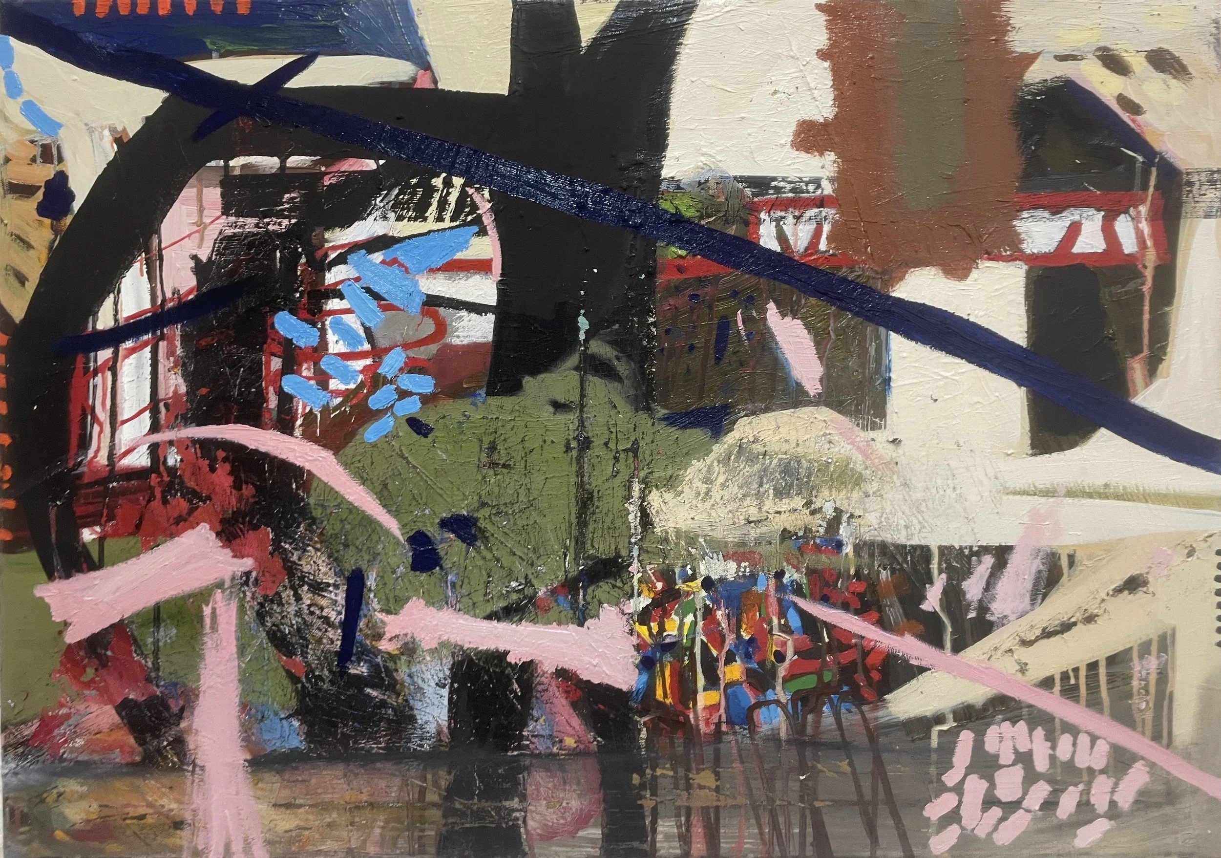 The walk across the field in 1984,
oil on canvas, 40 × 40 cm, 2025