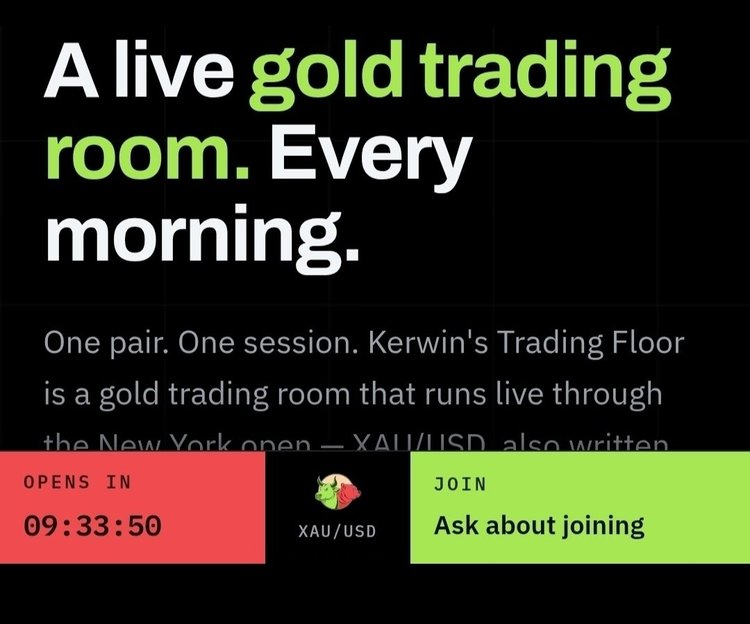 Kerwin's Trading Floor homepage, a live gold trading room website built by Top Three Web Design