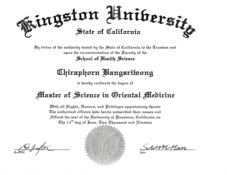 Master of Science in Oriental Medicine