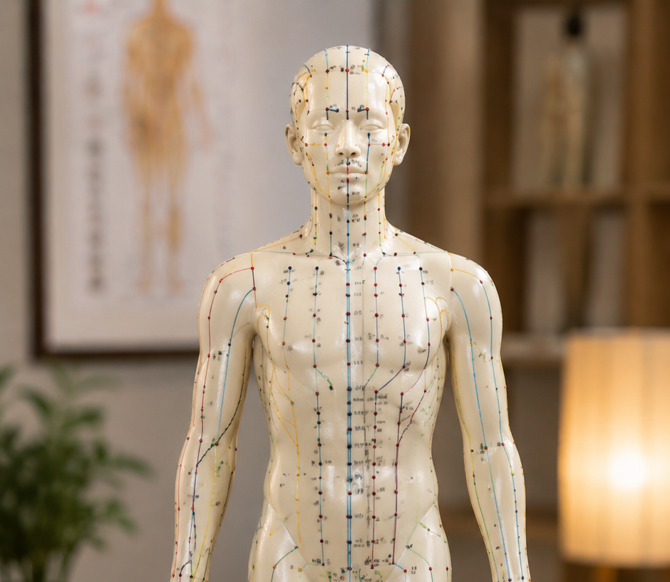 Traditional Chinese medicine acupuncture points and meridians.