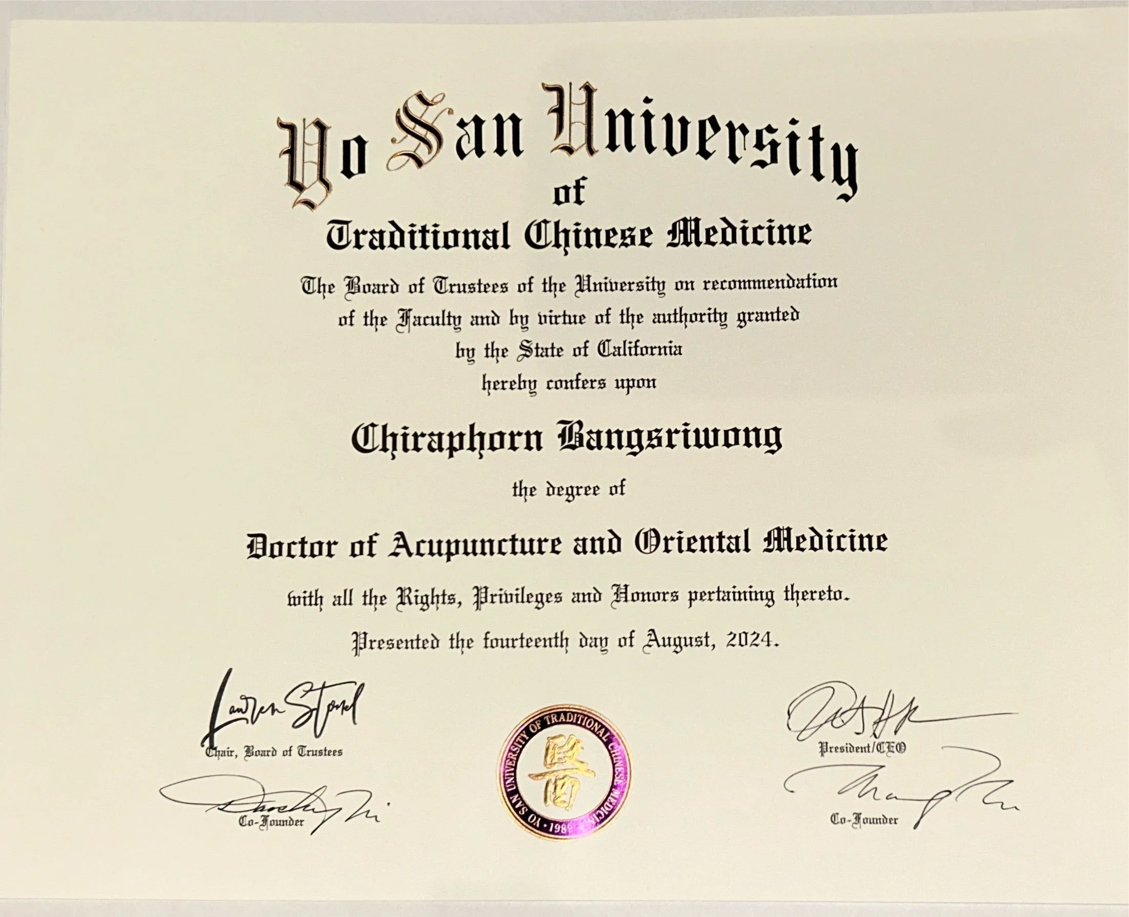 Doctor of Acupuncture and Oriental Medicine