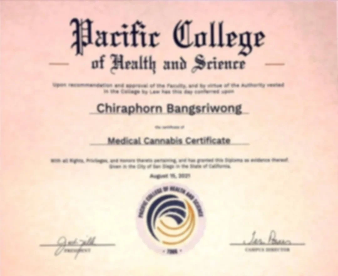 Medical Cannabis certificate from Pacific College of Health and Science Dr.Chira