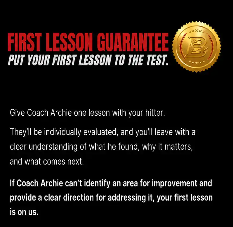 Silently Savage Baseball First Lesson Guarantee for individualized baseball hitting evaluation and instruction in Southern Maryland.