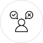 A simplified black and white cartoon face with X's for eyes and a small mouth, resembling a dead or unconscious face.