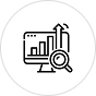 Business growth analysis with bar chart and magnifying glass