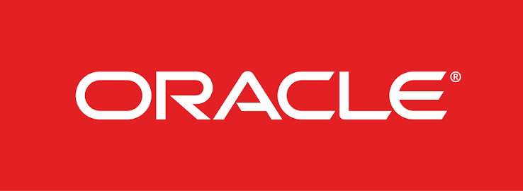 Red background with white Oracle logo and text.