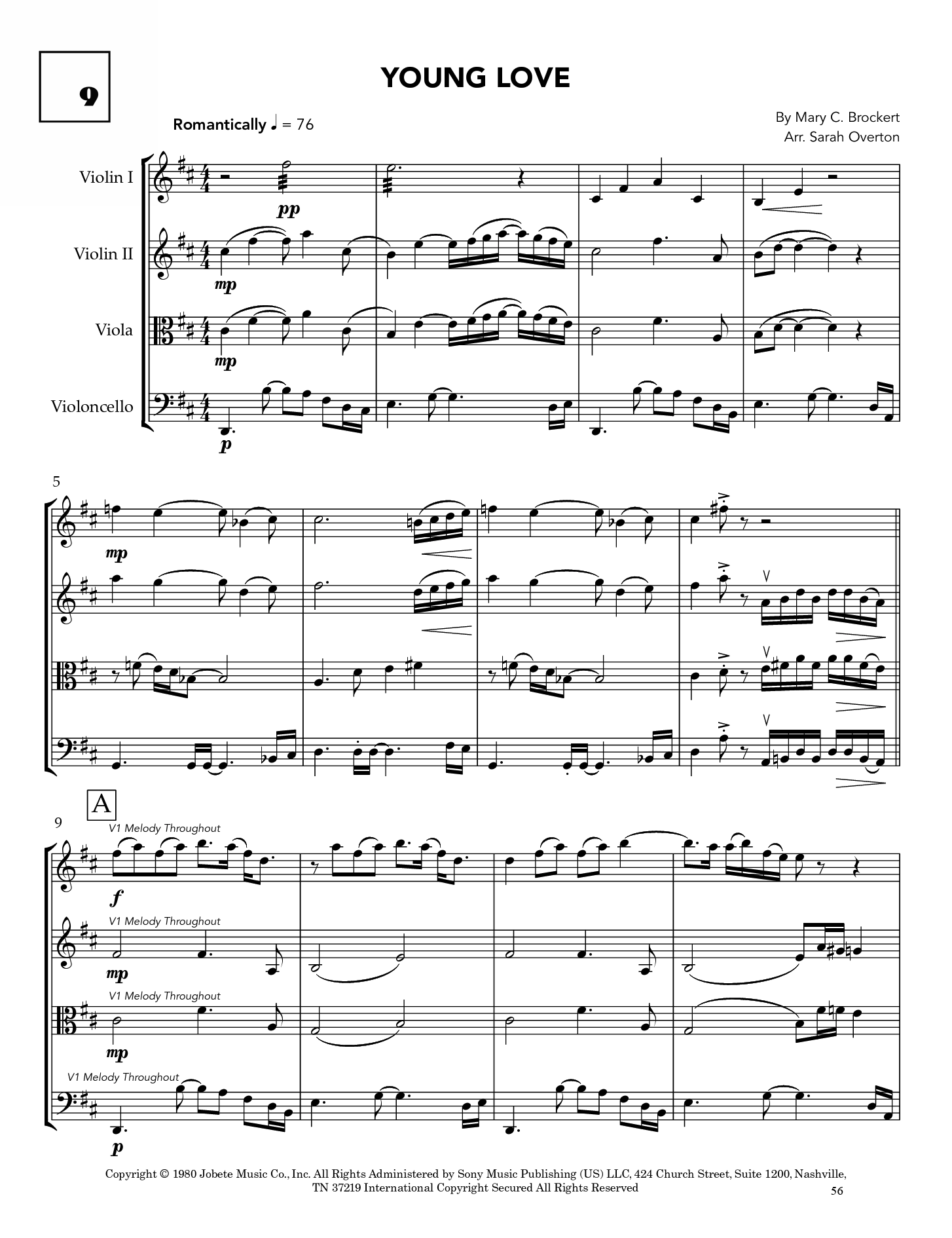 Young Love Score - Arr. Overton