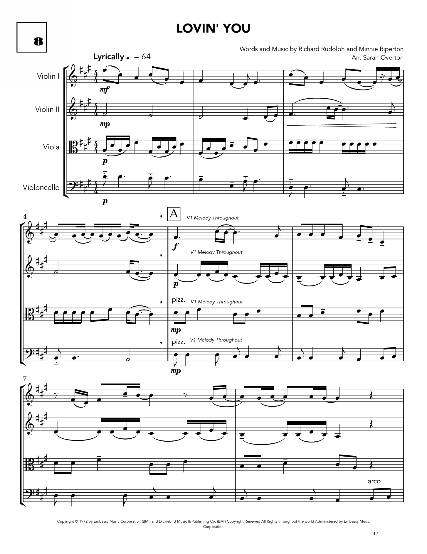 Lovin' You Score - Arr. Overton