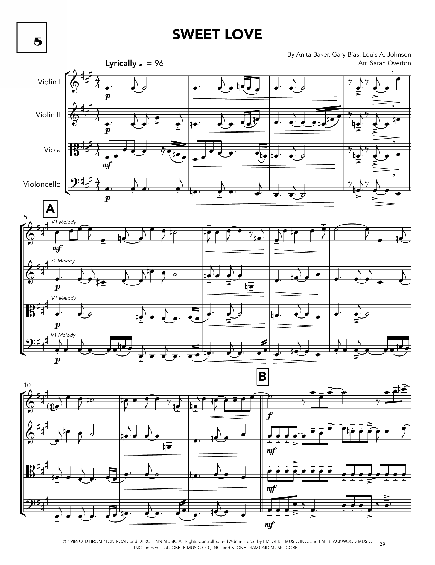 Sweet Love Score - Arr. Overton