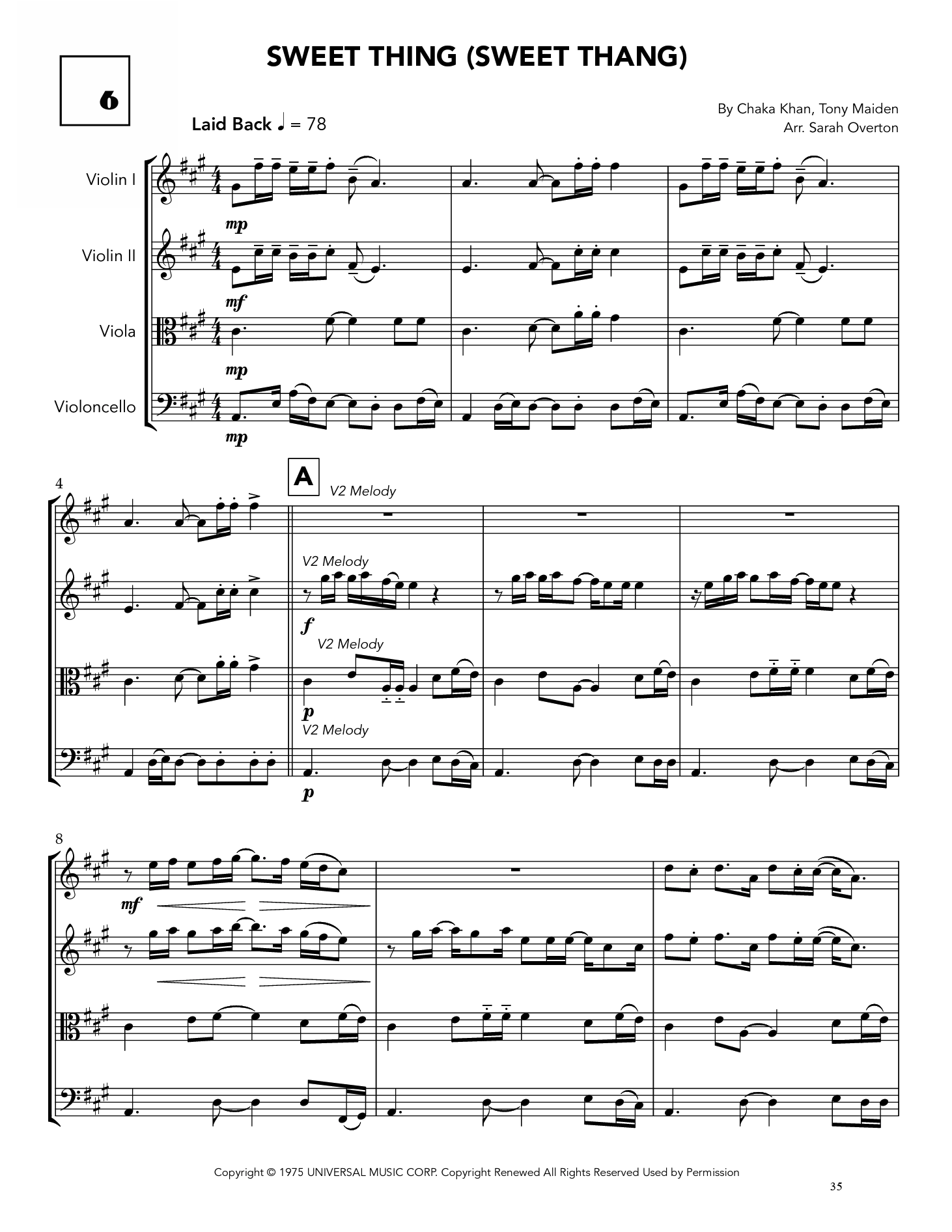Sweet Thing (Sweet Thang) Score - Arr. Overton