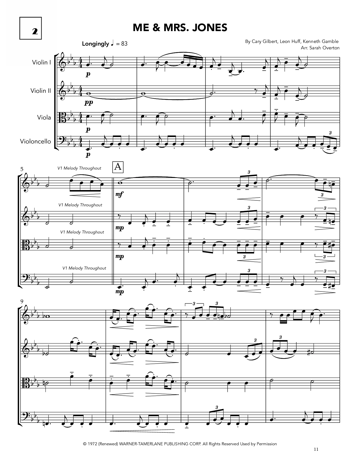 Me & Mrs. Jones Score - Arr. Overton